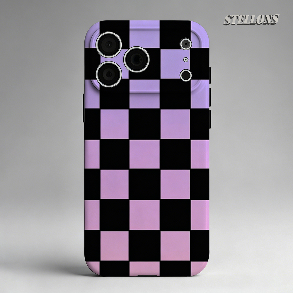 Phone Cases Purple - Purple Checkerboard Phone Case For Magnetic