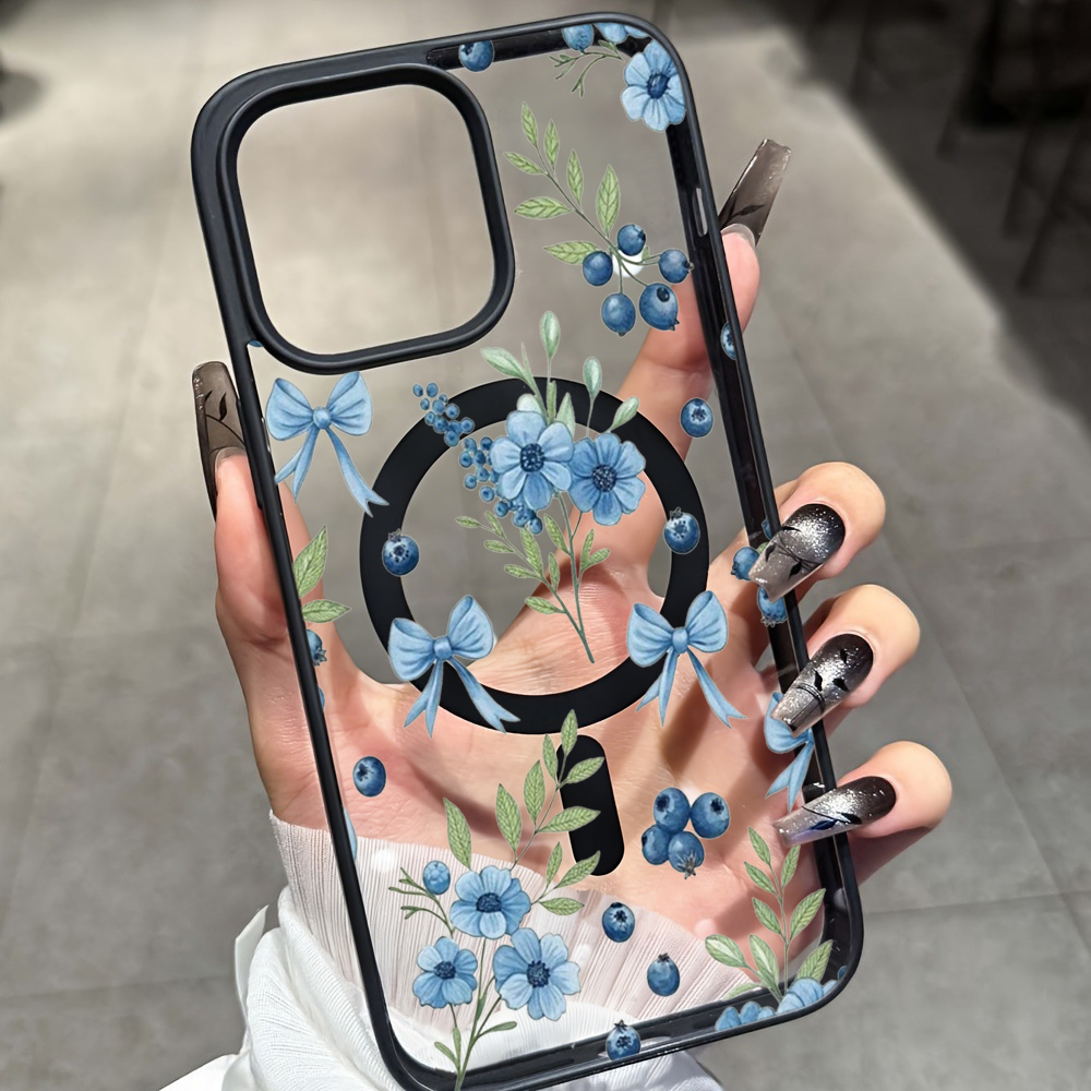 Phone Cases Iphone 15 Pro Max - Blueberry Floral Clear Case For iPhone
