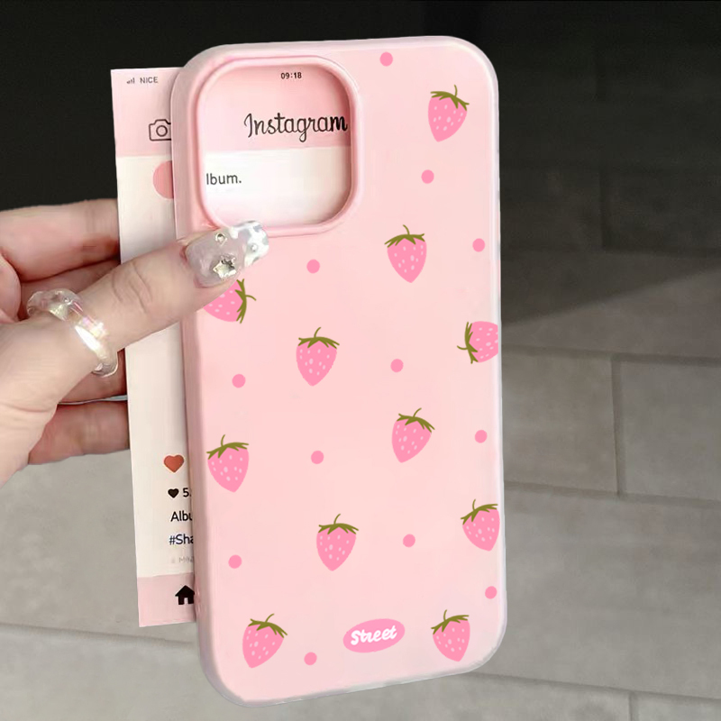 Phone Cases Xs Max - Sweet Pink Strawberry Pattern Phone Case