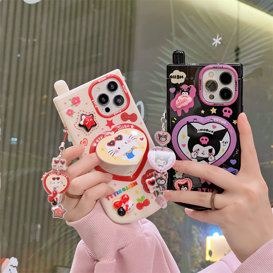Phone Cases Cool Girl - 3D Cartoon Kuromi Cute Pink Hello