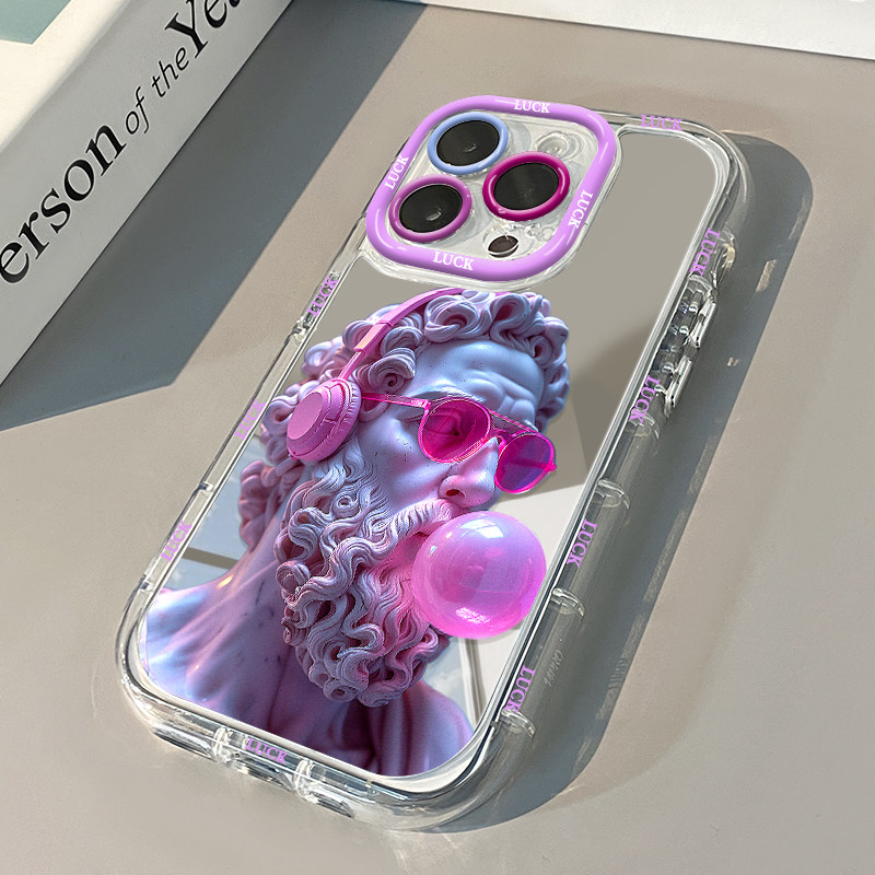 Phone Cases Purple - Fashion Character Blowing Purple Bubble Mirror