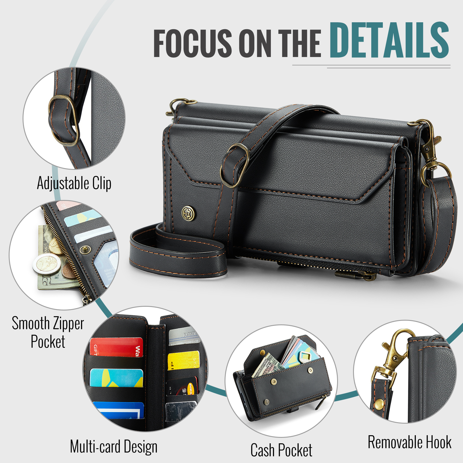 CaseMe Luxury Crossbody Wallet - Leather Folio Wallet Case recension och pris