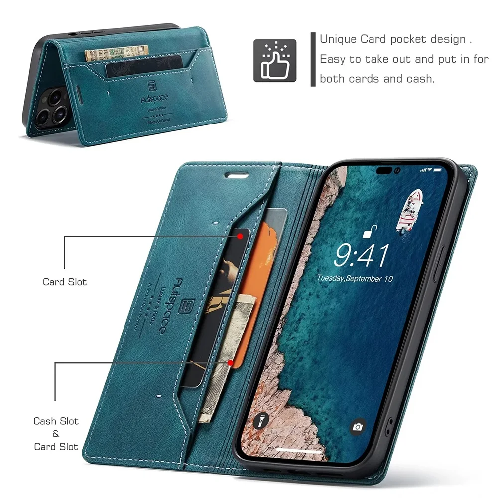 Leather Cases for IPhone 16 15 - Leather Folio Wallet Case recension och pris
