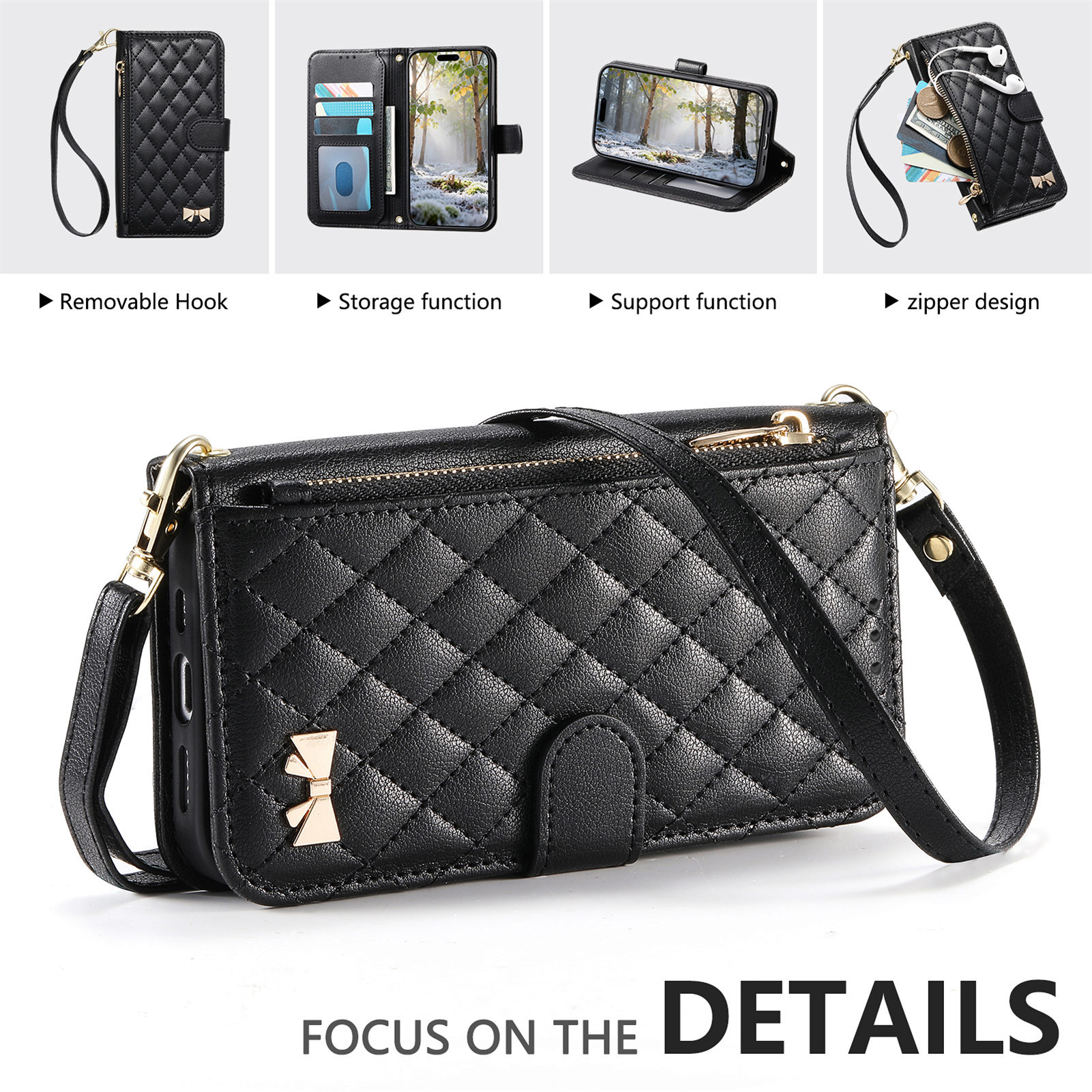 PU Leather Zipper Crossbody Wr - Phone Cases With Loop recension och pris