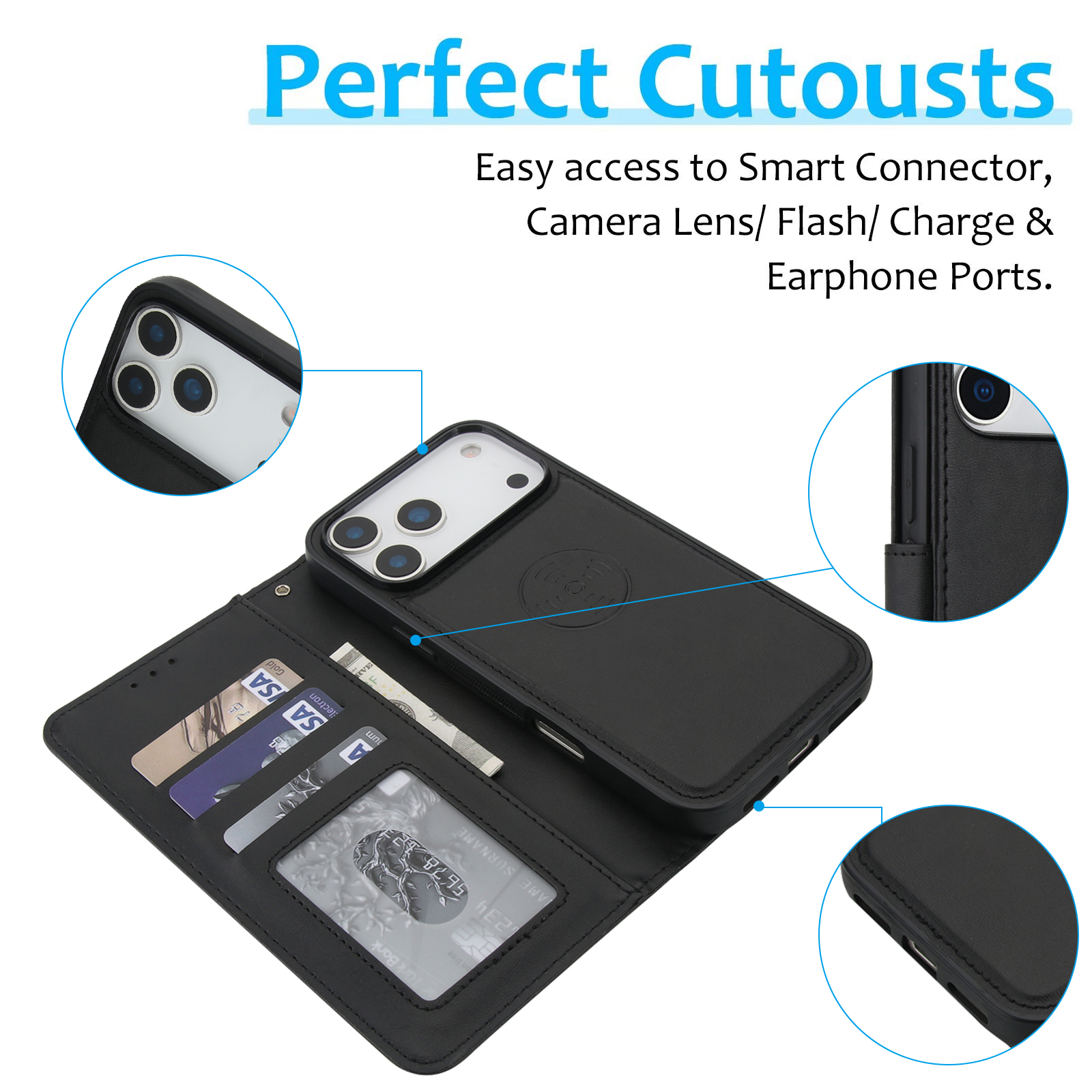 Luxury Calfskin 2 in 1 Detacha - Leather Folio Wallet Case recension och pris