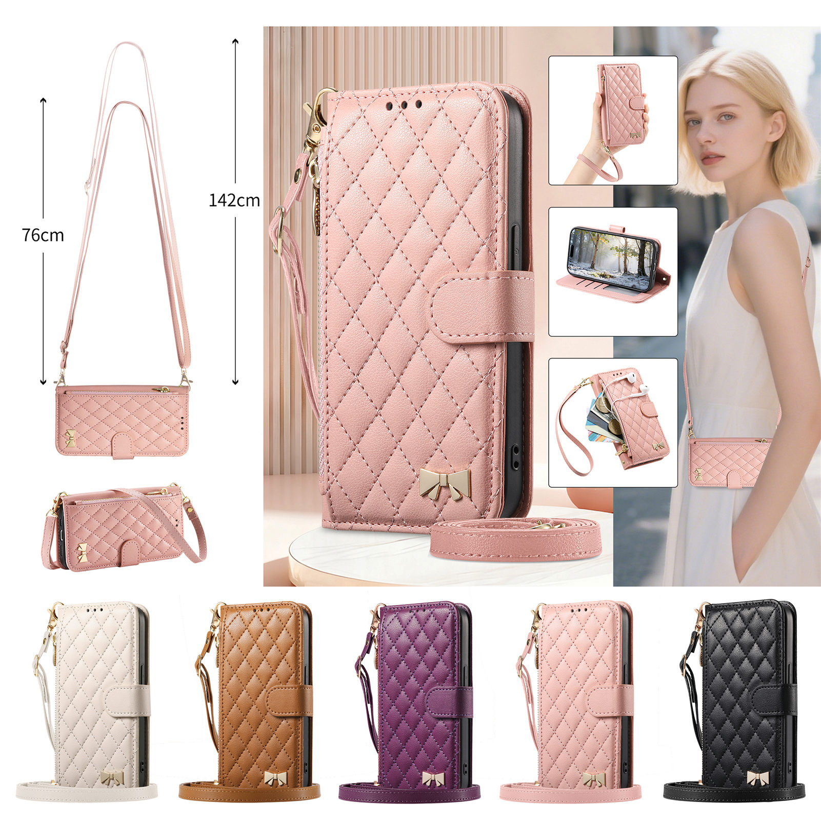 PU Leather Crossbody Flip Wall - Phone Cases With Loop recension och pris