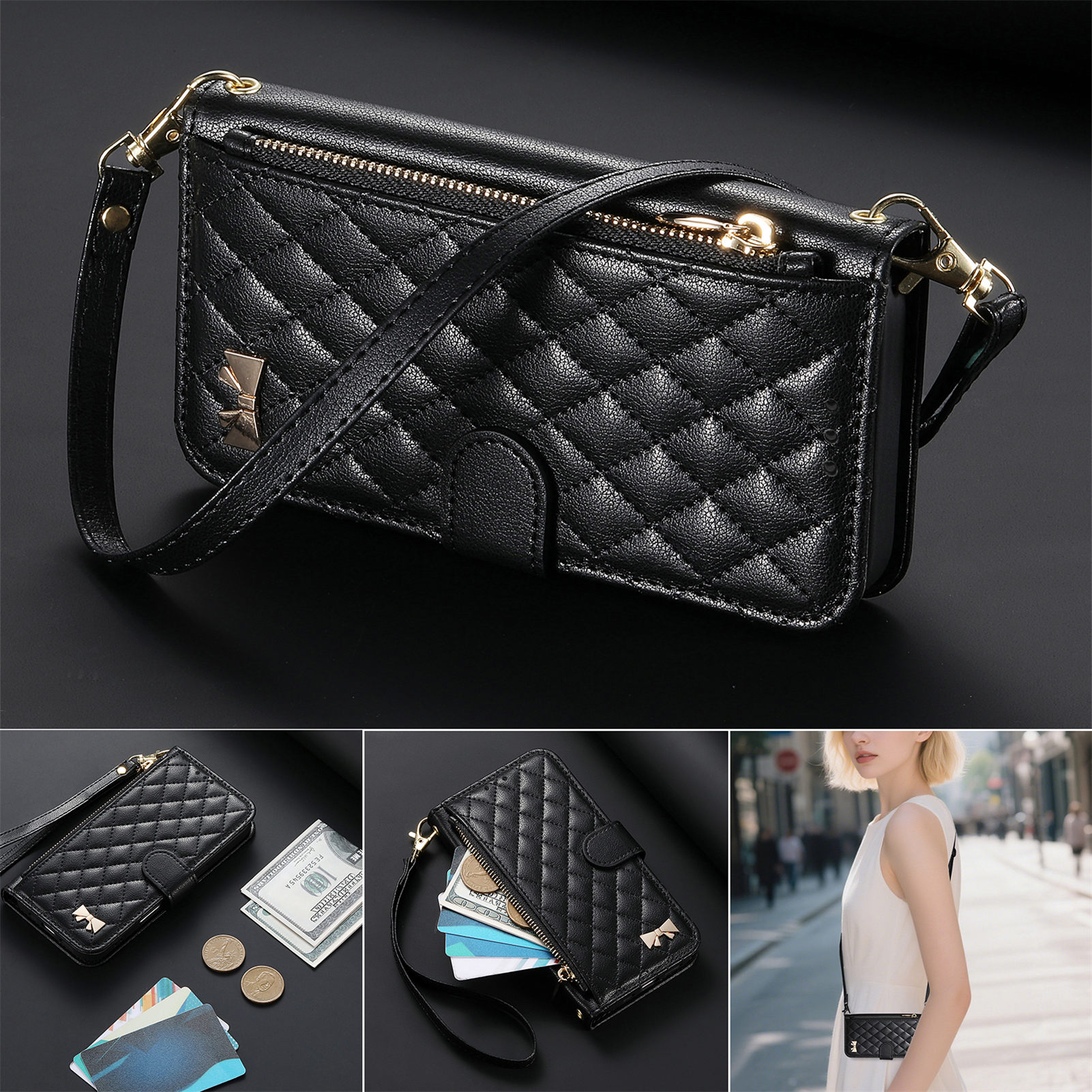 PU Leather Crossbody Flip Wall - Phone Cases With Loop recension och pris