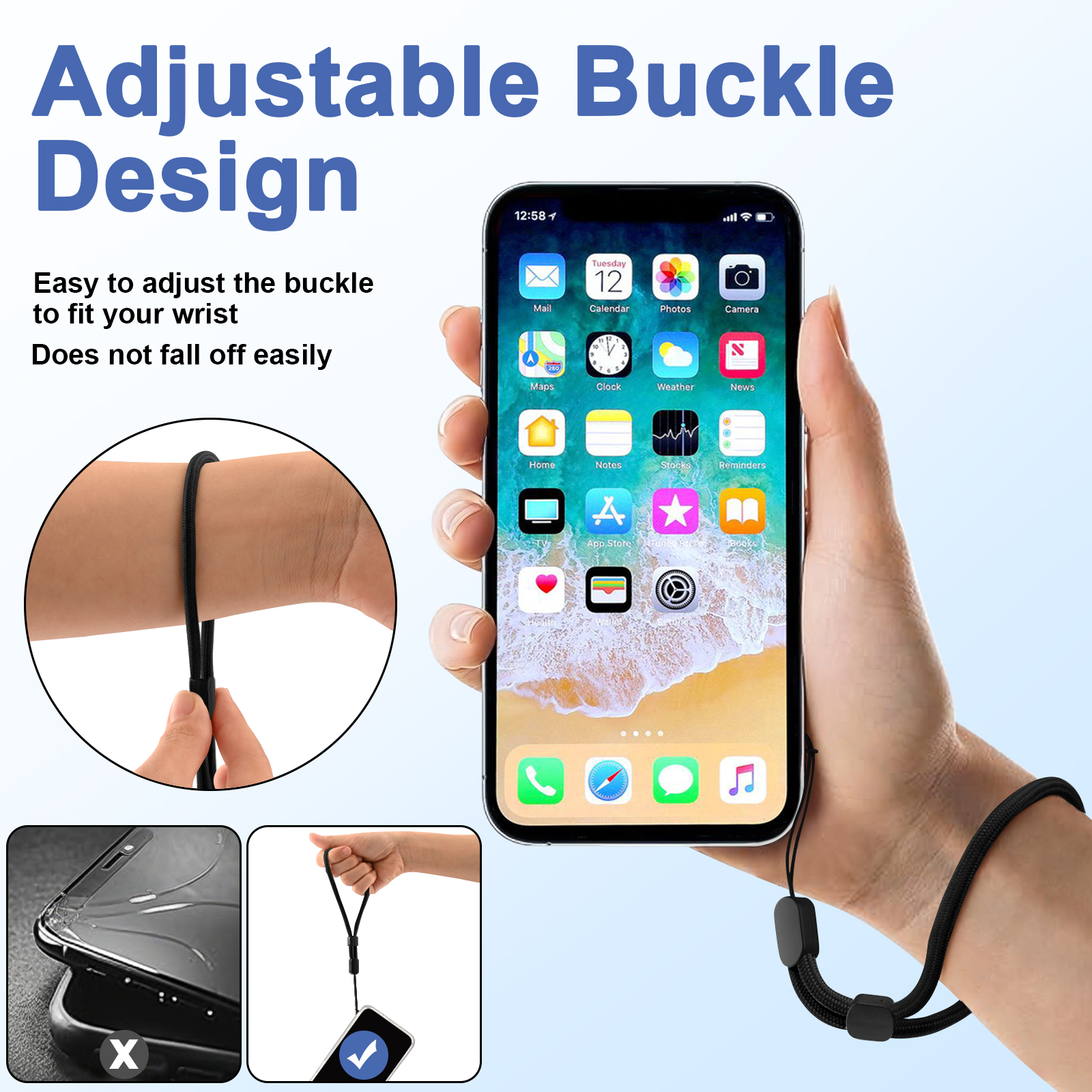 6Pcs/lot Hand Wrist Strap Lany - Phone Cases With Loop recension och pris