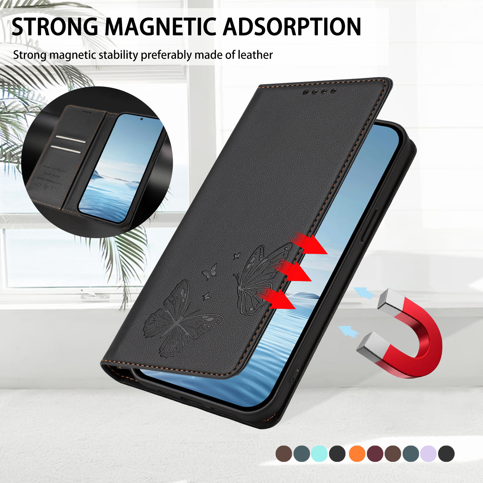Magnetic Leather Folio Flip Wa - Leather Folio Wallet Case recension och pris