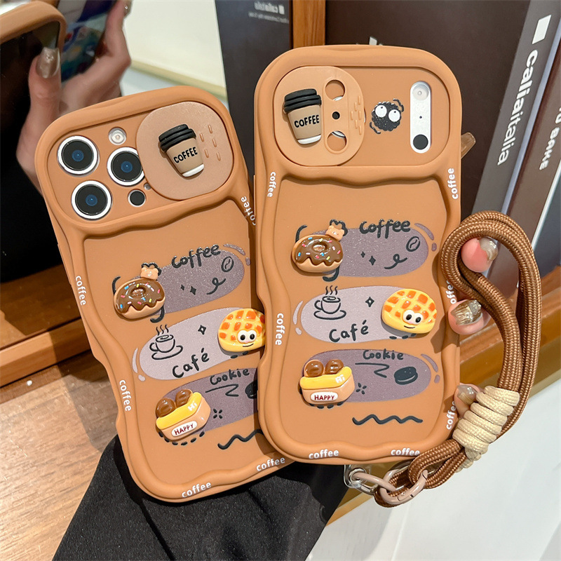 3D Cartoon Bread With Wrist St - Phone Cases With Loop recension och pris