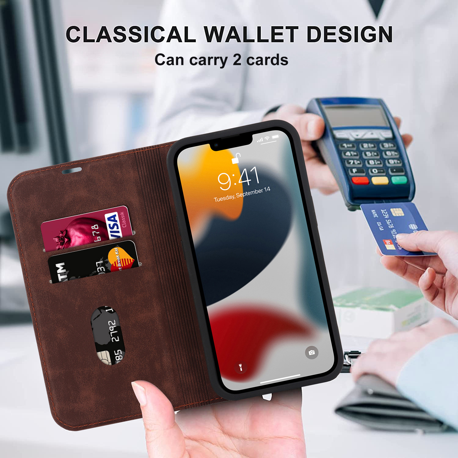 For Magsafe Wallet Leather Fli - Leather Folio Wallet Case recension och pris